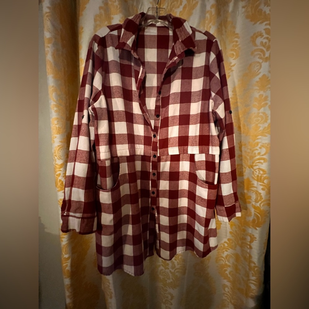 Hottouch flannel Red & White tunic top